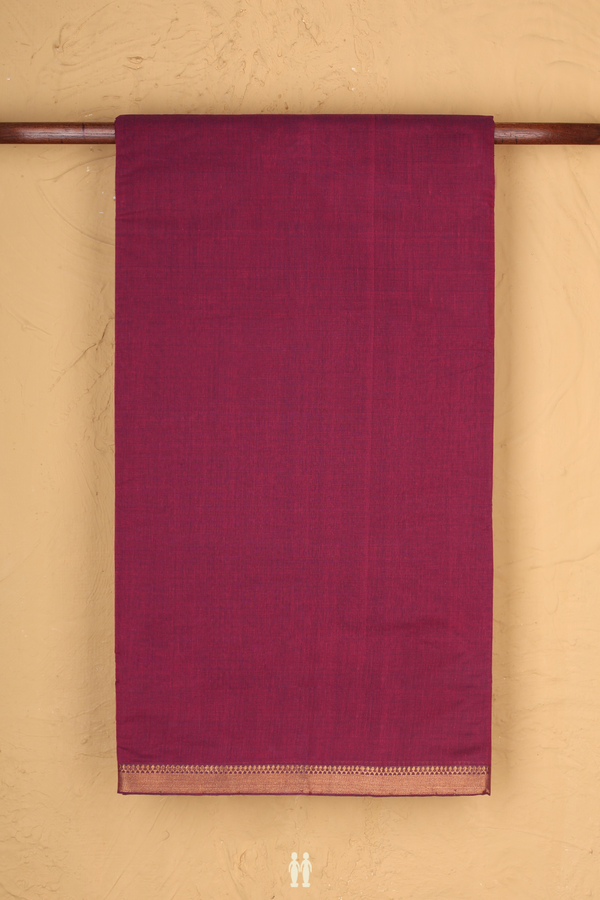 Mangalagiri Cotton Saree In Magenta With Twill Weave Border