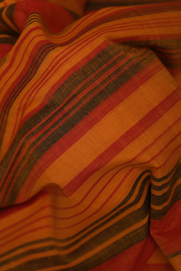 Mangalagiri Cotton Saree In Multicolor With Stripes Design