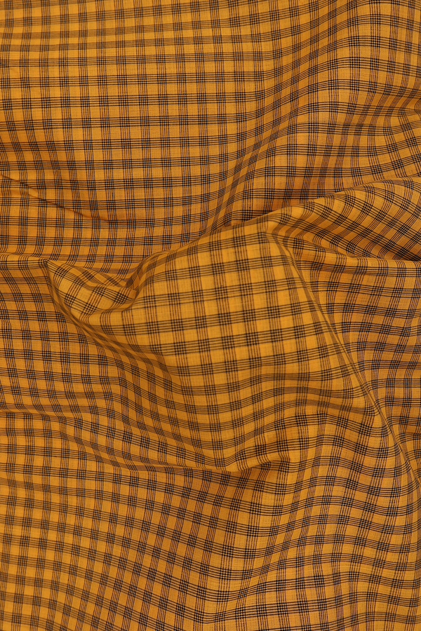 Mangalagiri Cotton Saree In Mustard Yellow With Checks Desig
