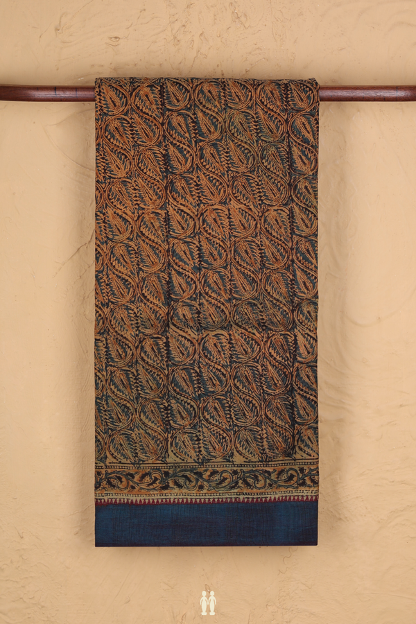 Mangalagiri Cotton Saree In Mustard Yellow With Printed Design