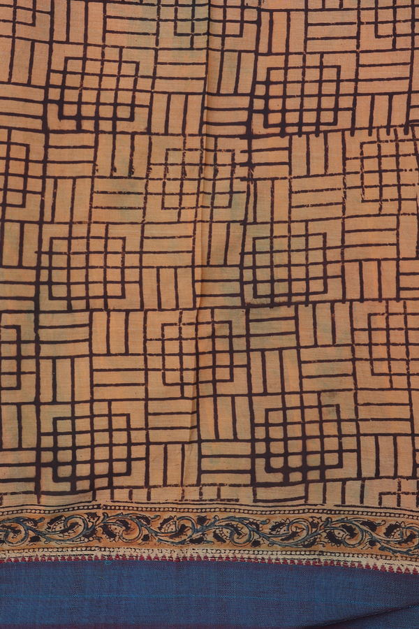 Mangalagiri Cotton Saree In Mustard Yellow With Printed Design