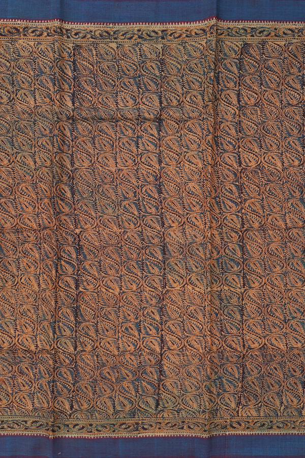 Mangalagiri Cotton Saree In Mustard Yellow With Printed Design