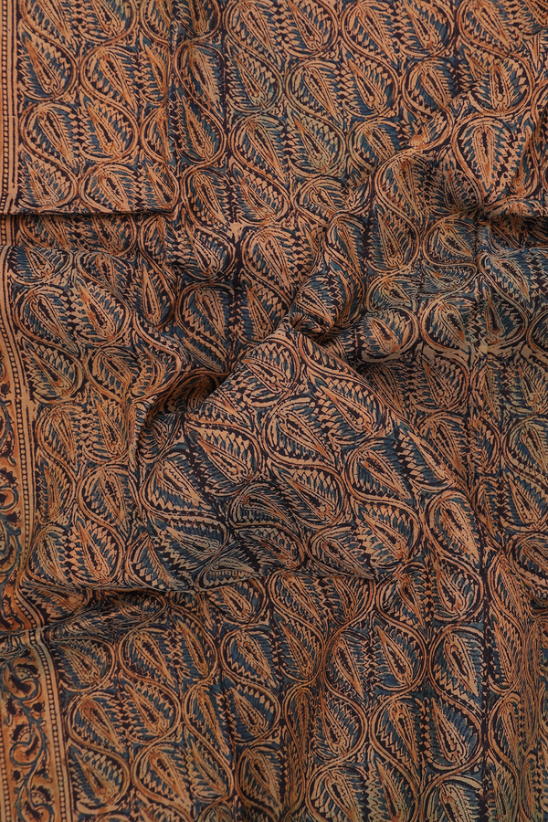 Mangalagiri Cotton Saree In Mustard Yellow With Printed Design