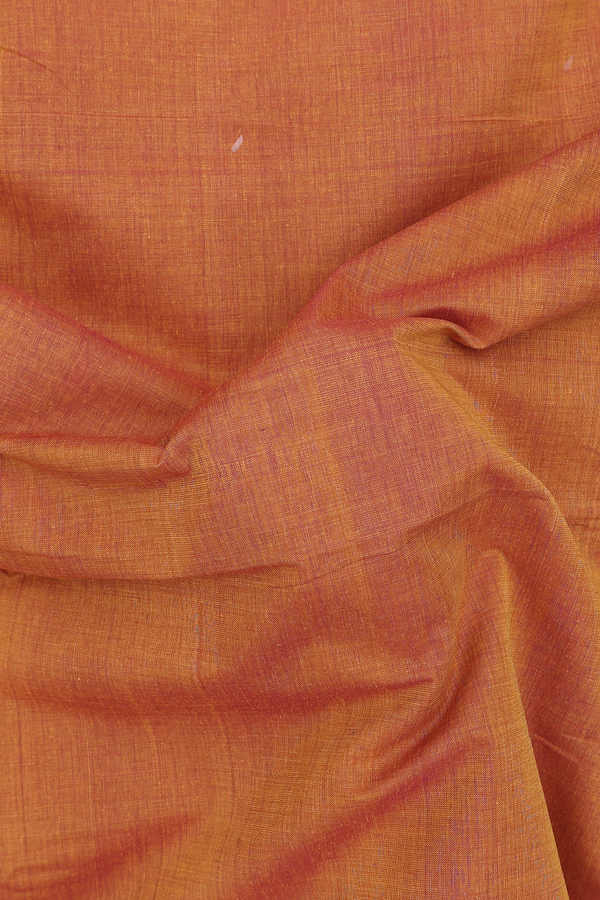 Mangalagiri Cotton Saree In Ochre Orange With Zari Border