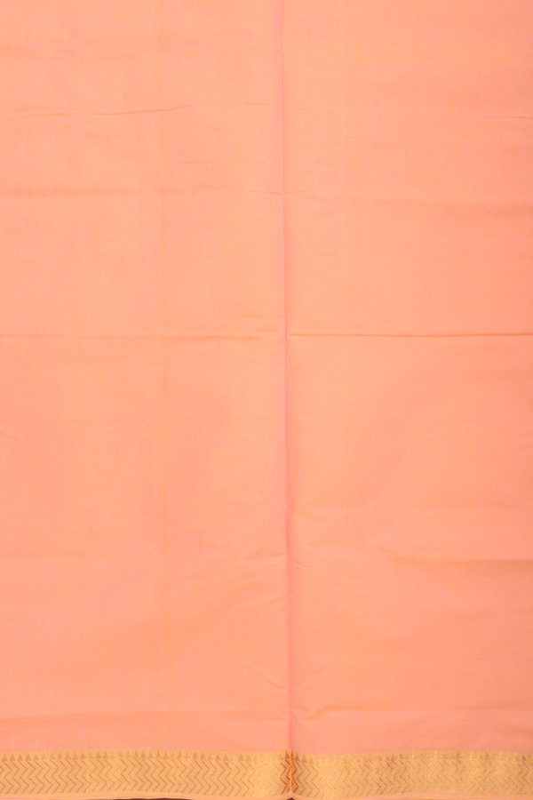 Mangalagiri Cotton Saree In Orange With Chevron Border
