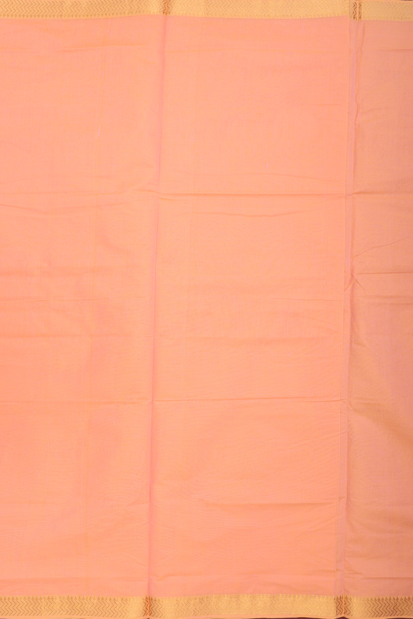 Mangalagiri Cotton Saree In Orange With Chevron Border