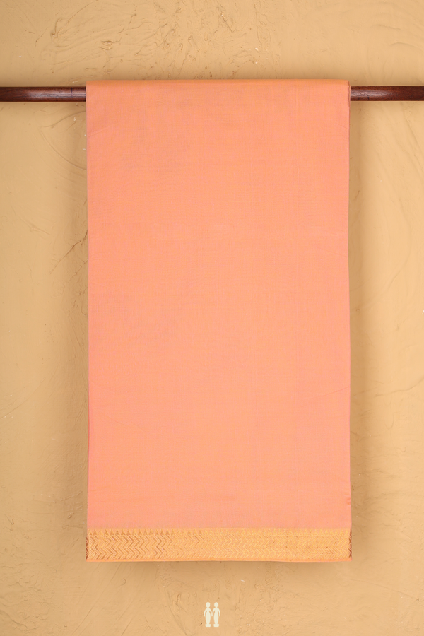 Mangalagiri Cotton Saree In Orange With Chevron Border