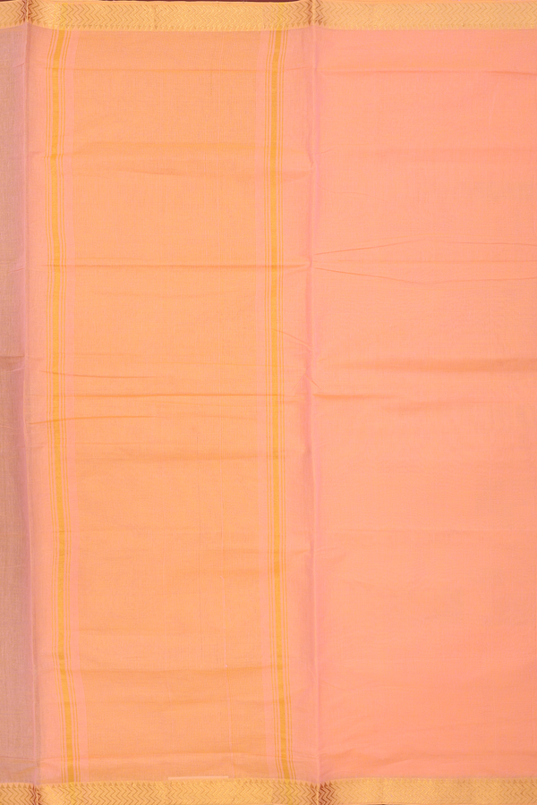 Mangalagiri Cotton Saree In Orange With Chevron Border