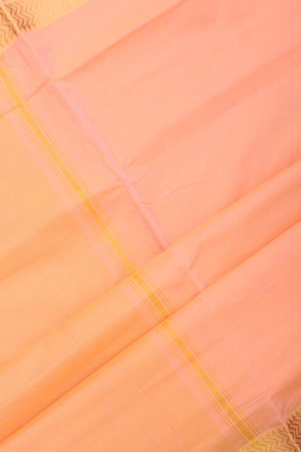 Mangalagiri Cotton Saree In Orange With Chevron Border