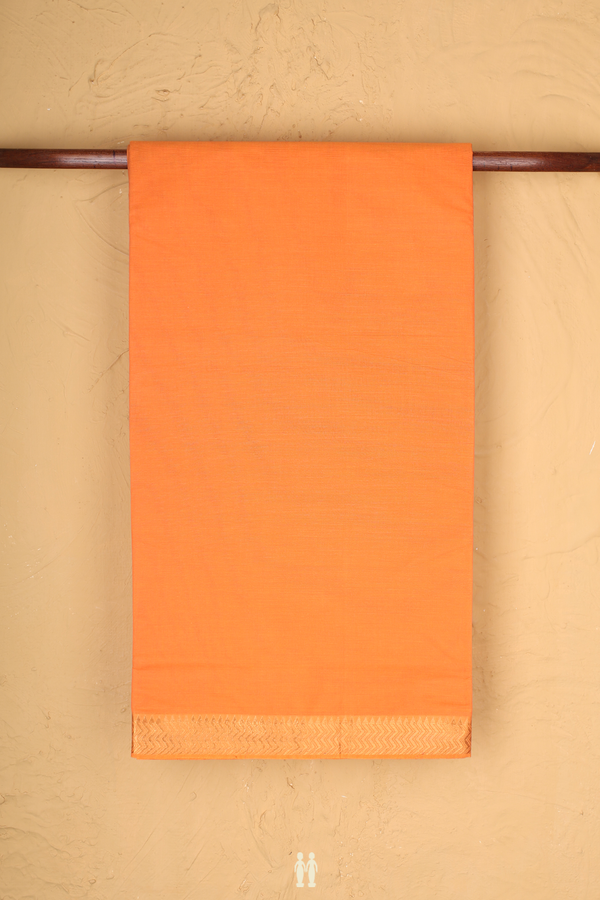 Mangalagiri Cotton Saree In Orange With Chevron Design