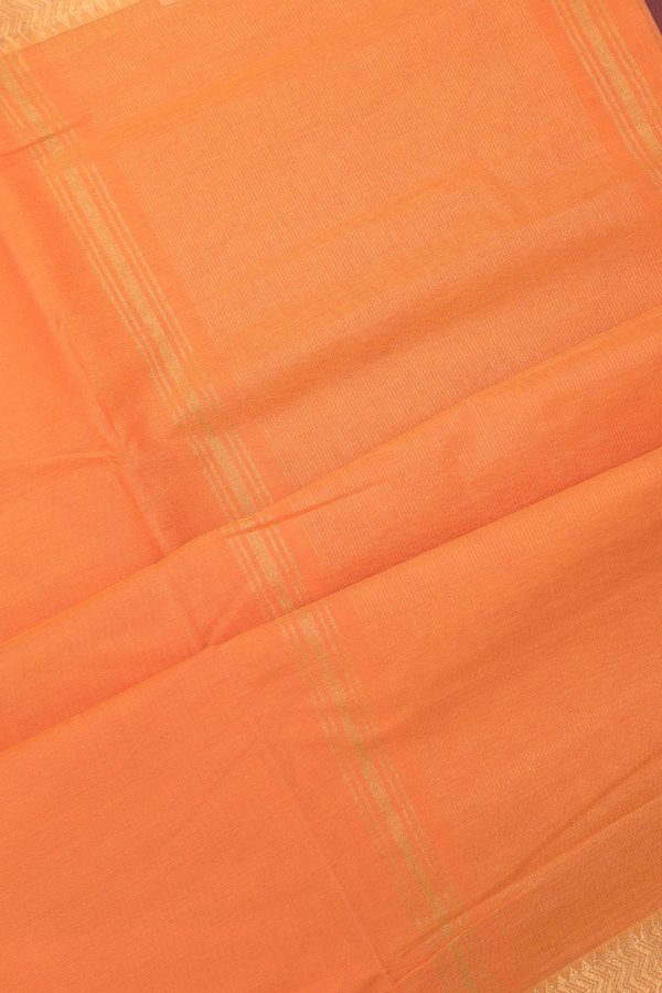 Mangalagiri Cotton Saree In Orange With Chevron Design