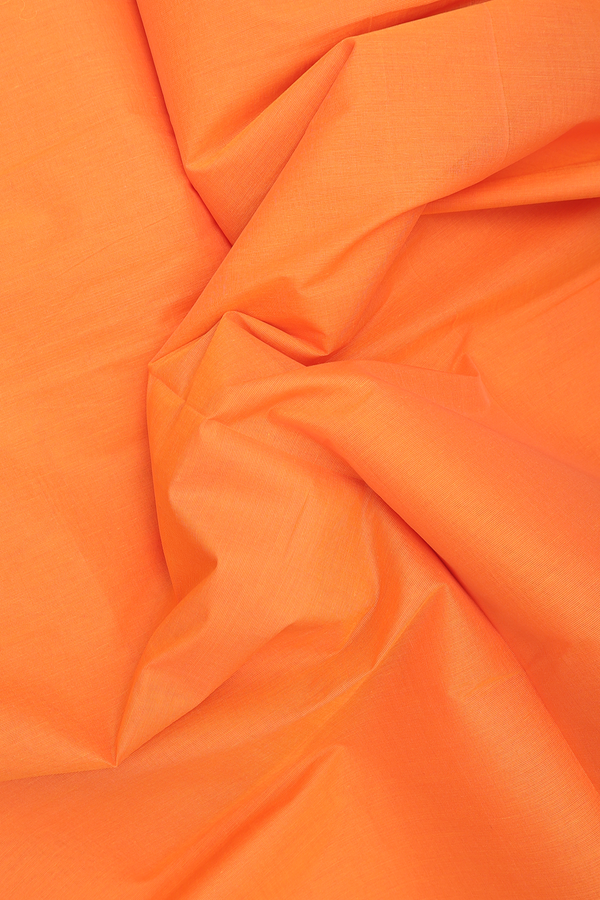 Mangalagiri Cotton Saree In Orange With Chevron Design