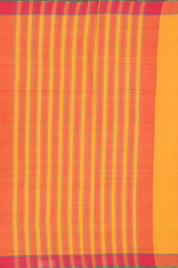 Mangalagiri Cotton Saree In Orange With Contrast Border