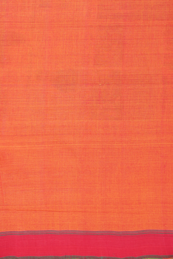 Mangalagiri Cotton Saree In Orange With Contrast Border