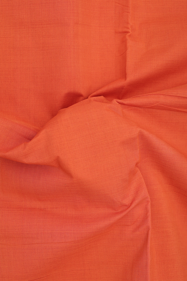 Mangalagiri Cotton Saree In Orange With Contrast Border