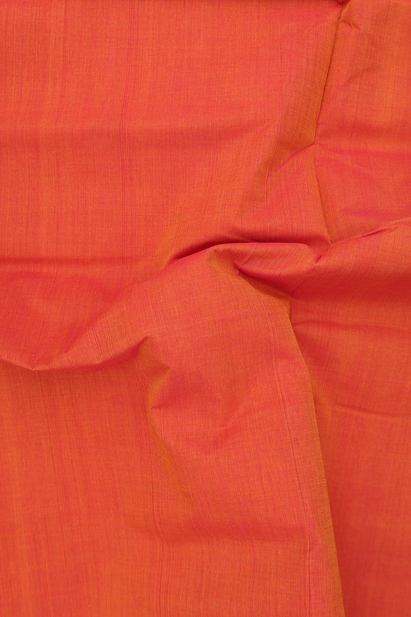 Mangalagiri Cotton Saree In Orange With Contrast Border