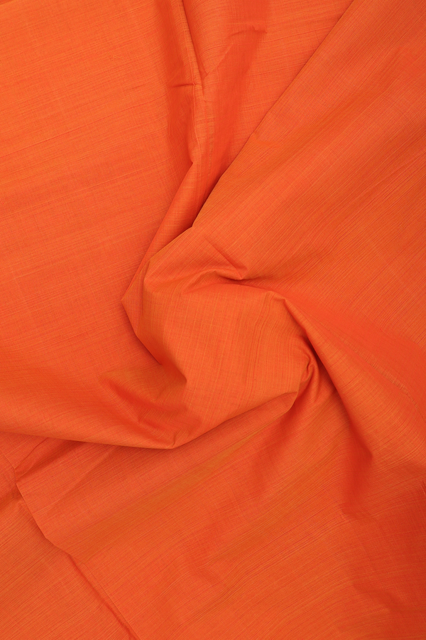 Mangalagiri Cotton Saree In Orange With Contrast Border