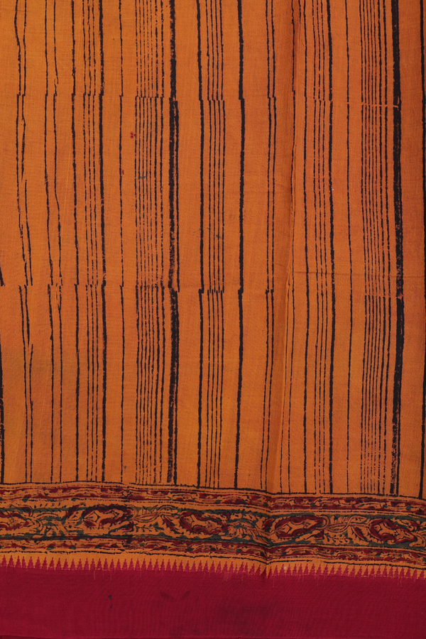 Mangalagiri Cotton Saree In Orange With Floral Design