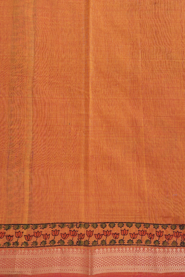 Mangalagiri Cotton Saree In Orange With Floral Printed Design
