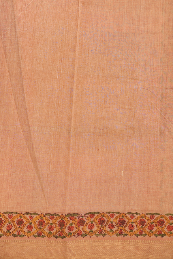 Mangalagiri Cotton Saree In Orange With Printed Design