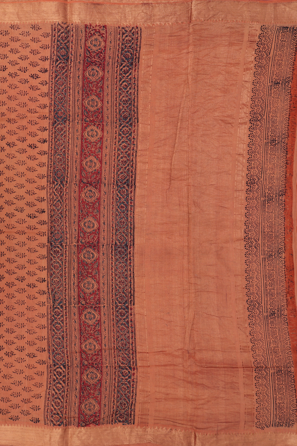 Mangalagiri Cotton Saree In Orange With Printed Design