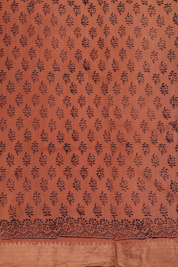 Mangalagiri Cotton Saree In Orange With Printed Design