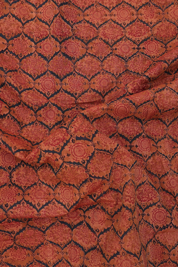 Mangalagiri Cotton Saree In Orange With Printed Design