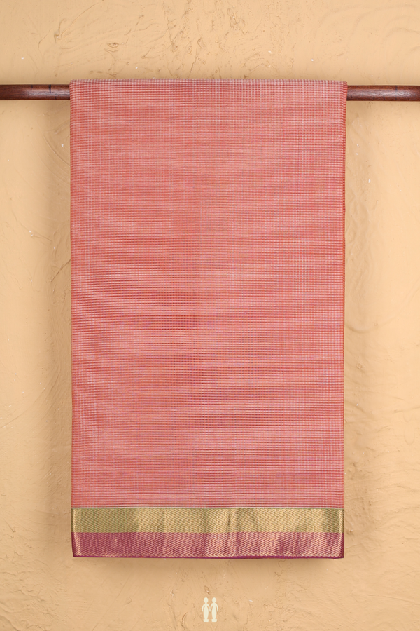 Mangalagiri Cotton Saree In Burnt Orange With Stripes Design