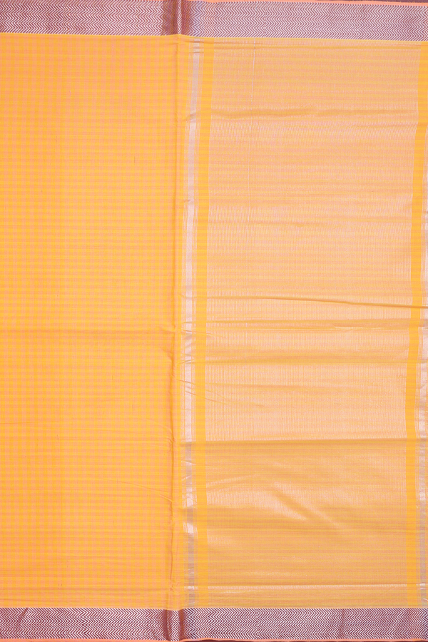 Mangalagiri Cotton Saree In Orange With Stripes Design