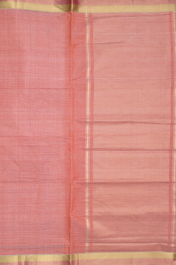 Mangalagiri Cotton Saree In Burnt Orange With Stripes Design