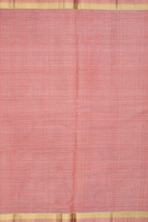 Mangalagiri Cotton Saree In Burnt Orange With Stripes Design