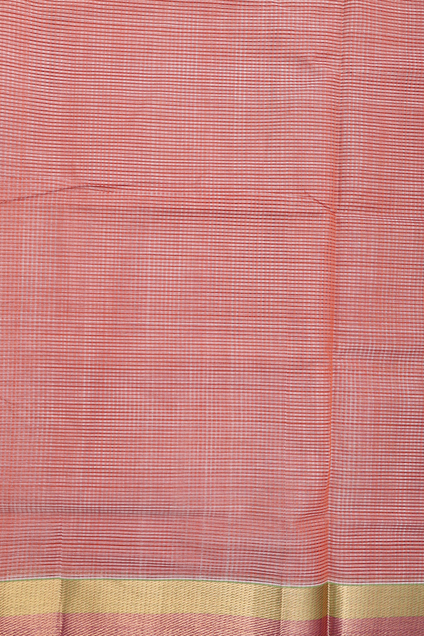 Mangalagiri Cotton Saree In Burnt Orange With Stripes Design