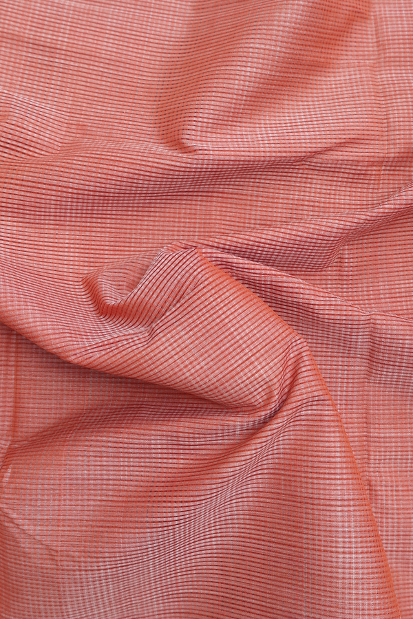 Mangalagiri Cotton Saree In Burnt Orange With Stripes Design