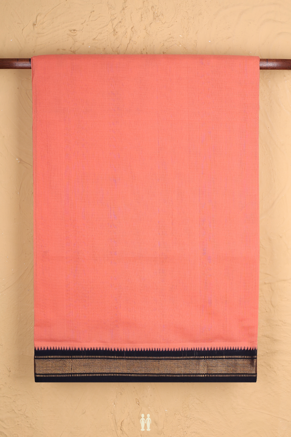 Mangalagiri Cotton Saree In Orange With Zari Border