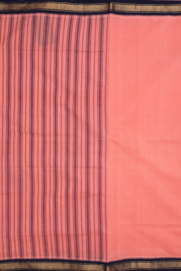 Mangalagiri Cotton Saree In Orange With Zari Border