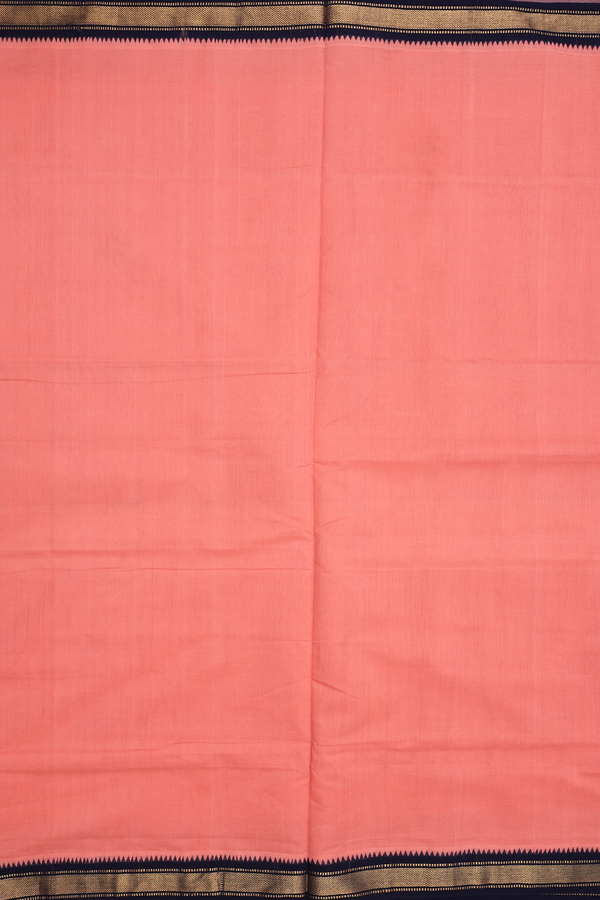 Mangalagiri Cotton Saree In Orange With Zari Border