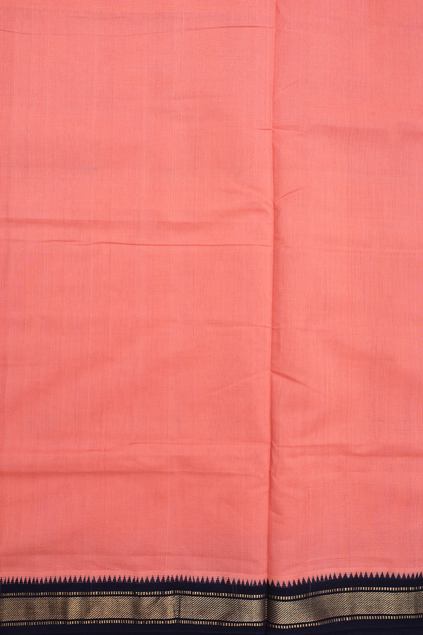 Mangalagiri Cotton Saree In Orange With Zari Border