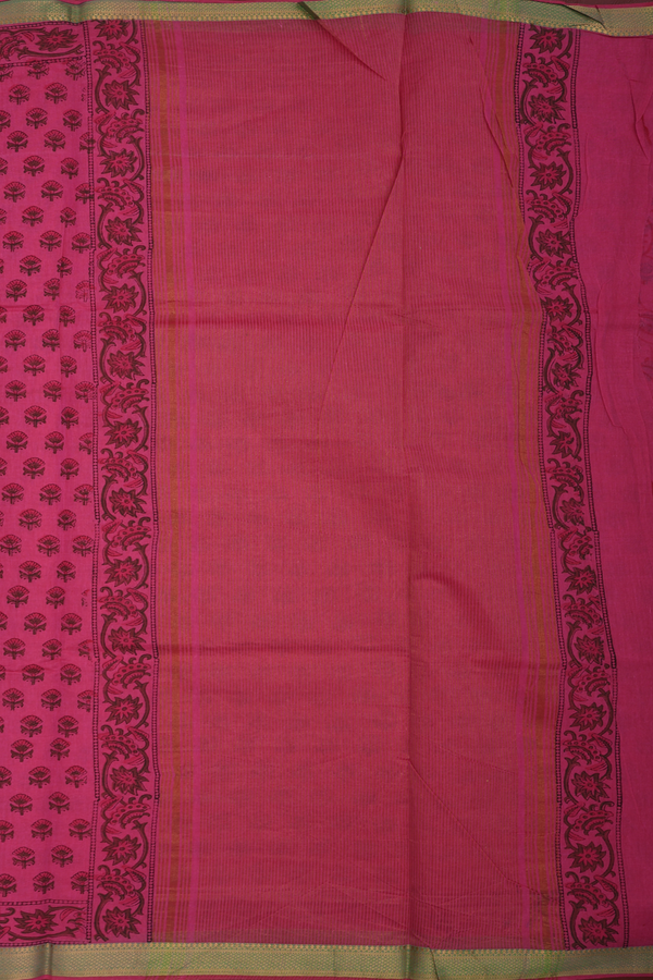 Mangalagiri Cotton Saree In Orchid Pink With Floral Buttas