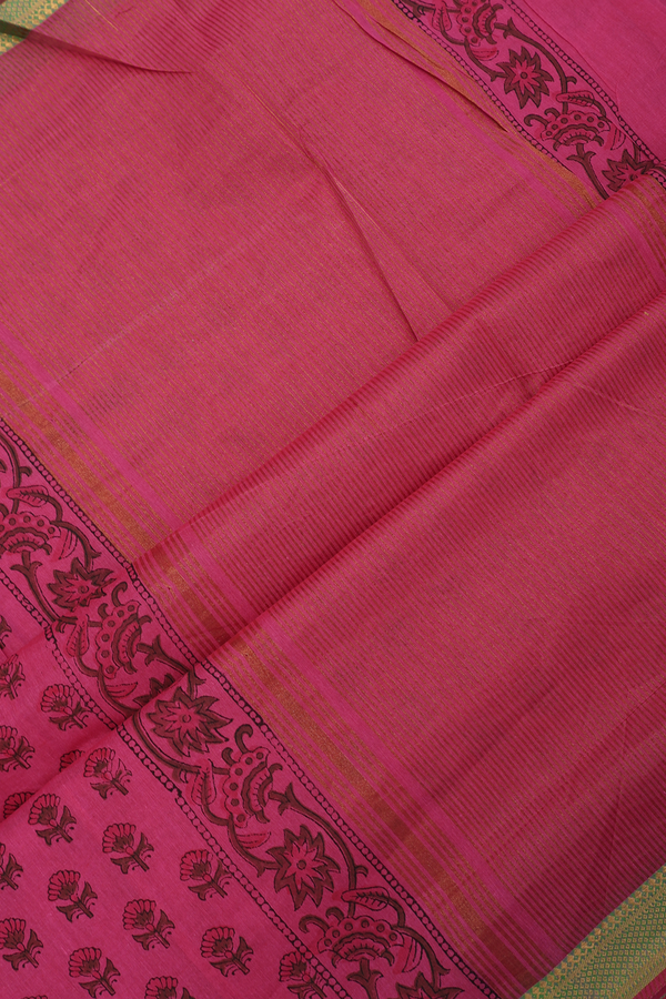 Mangalagiri Cotton Saree In Orchid Pink With Floral Buttas