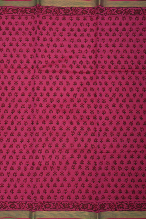 Mangalagiri Cotton Saree In Orchid Pink With Floral Buttas