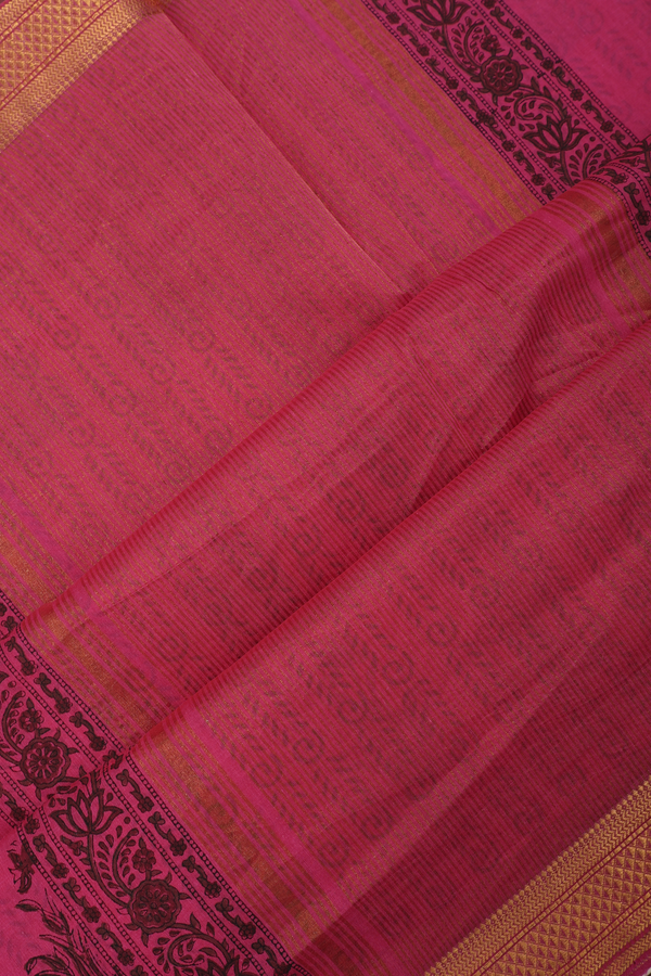 Mangalagiri Cotton Saree In Orchid Pink With Floral Design