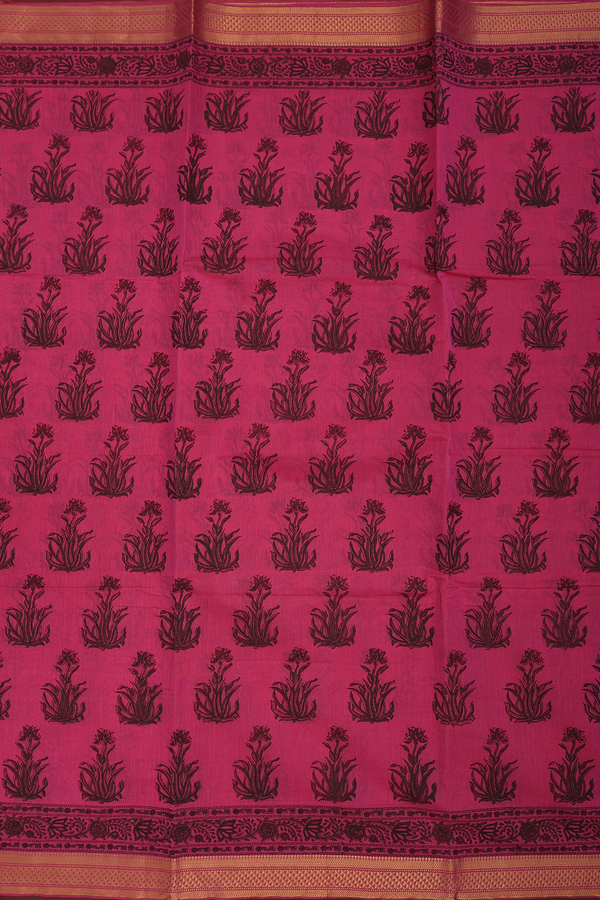 Mangalagiri Cotton Saree In Orchid Pink With Floral Design