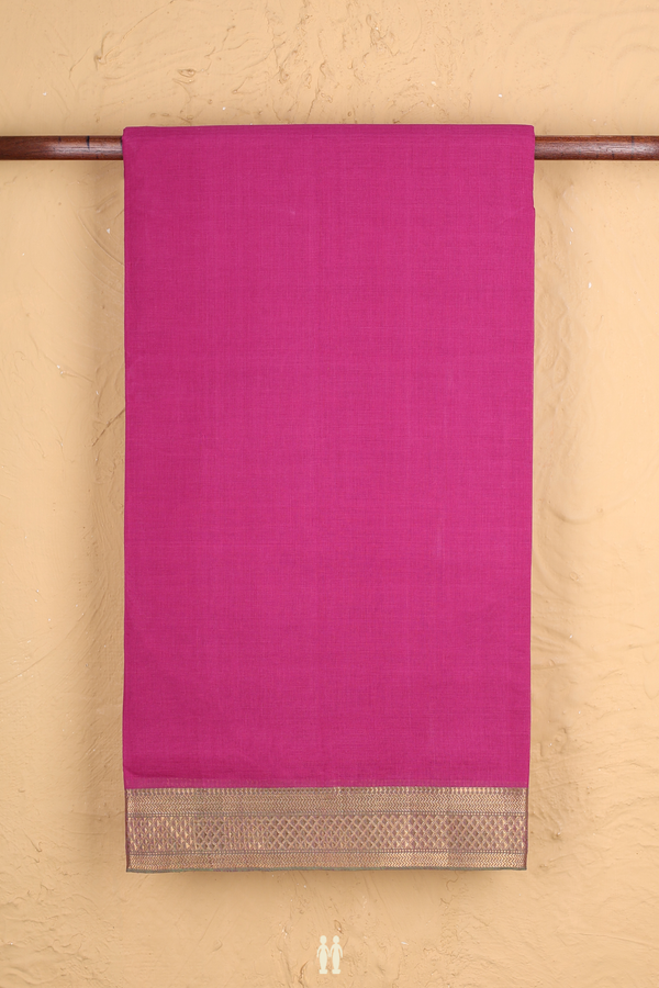 Mangalagiri Cotton Saree In Orchid Purple With Zari Border