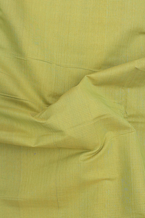 Mangalagiri Cotton Saree In Parrot Green With Stripes Design