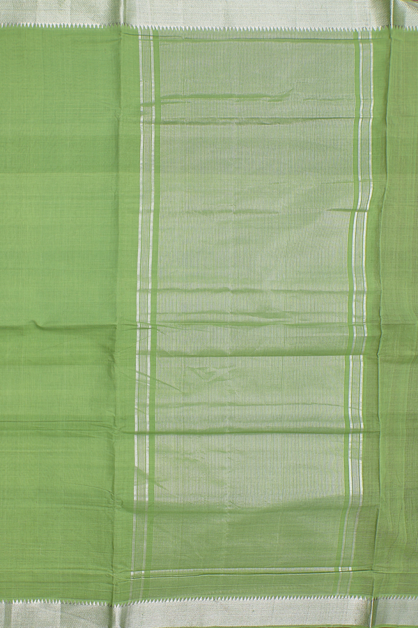 Mangalagiri Cotton Saree In Parrot Green With Zari Border