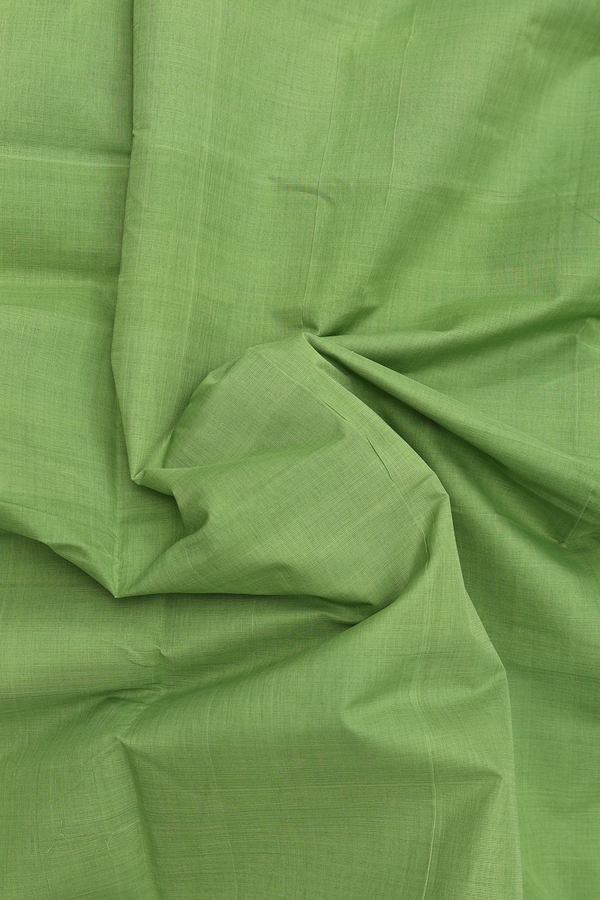 Mangalagiri Cotton Saree In Parrot Green With Zari Border