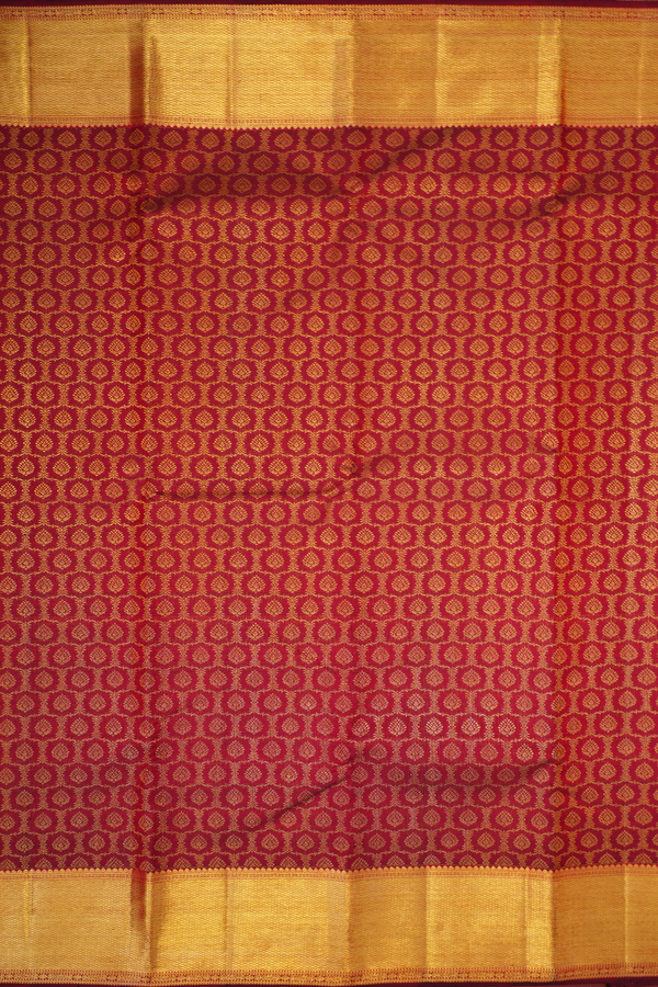 Kanchipuram Silk Saree In Maroon With Brocade Design
