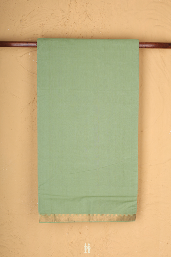 Mangalagiri Cotton Saree In Pastel Green With Zari Border