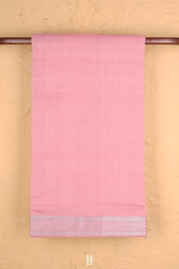 Mangalagiri Cotton Saree In Pastel Pink With Zari Border