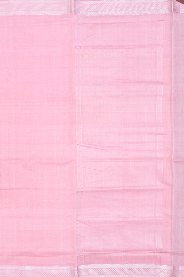 Mangalagiri Cotton Saree In Pastel Pink With Zari Border